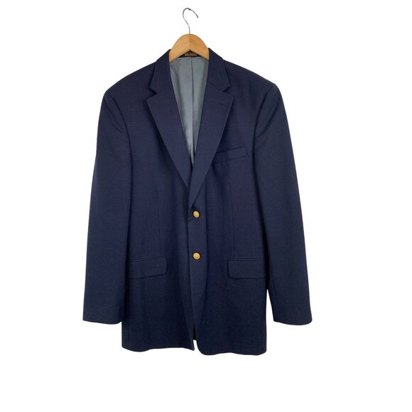 Mens Navy Blazer Jacket Summer Size 44L Tall Tweed Polyester Classic Fit 8900 - Picture 1 of 10